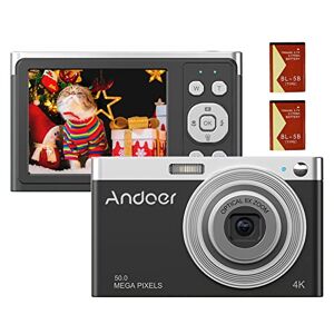 Andoer Portable 4K Appareil Photo Numérique Caméscope Vidéo 50MP 2,88 Pouces Écran IPS Mise au Point Automatique Zoom 16X (8X Optique et 8X Numérique) Détection de Visage Anti-Secousse Flash Intégré - Publicité