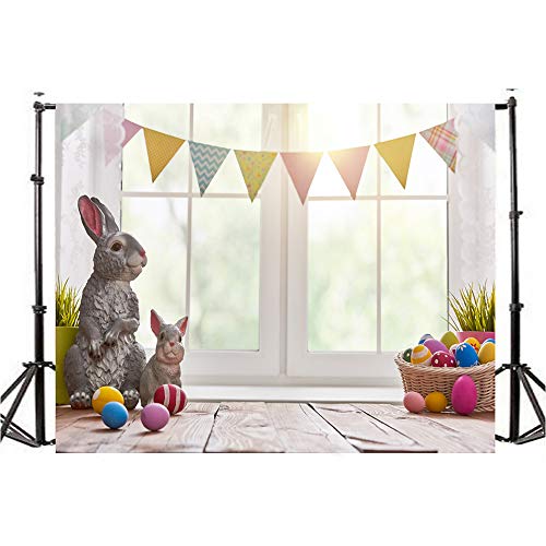 PYU9830791491920CF 2,1 x 1,5 m påsktema fotografi bakgrund foto bakgrunder med ägg kanin blommor gräsmark för baby barn