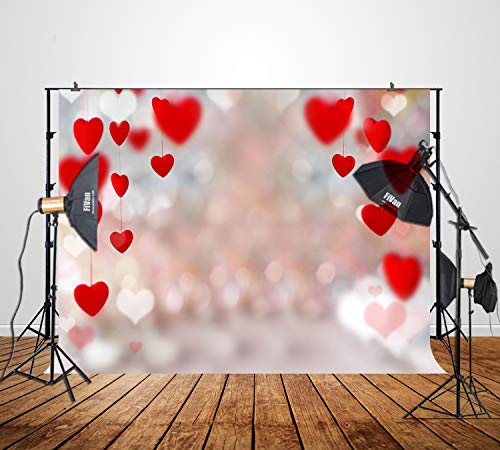 FUS-XT-5157-250x200cm FiVan 250 x 200 cm (8 x 6,5 tum) Alla hjärtans dag bakgrund fotograferingsbakgrund i vinyl bakgrund för alla hjärtans dag röda hjärtan och Bokeh XT-5157