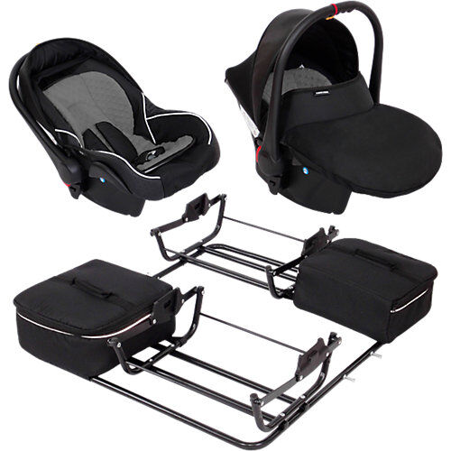 Zekiwa 2 Babyschalen ATS Comfort Plus inkl. Adapter Zwillingswagen Sport DUO, schwarz/grau  Kinder