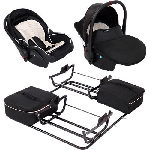 Zekiwa 2 Babyschalen ATS Plus inkl. Adapter Zwillingswagen Sport DUO, schwarz/beige  Kinder