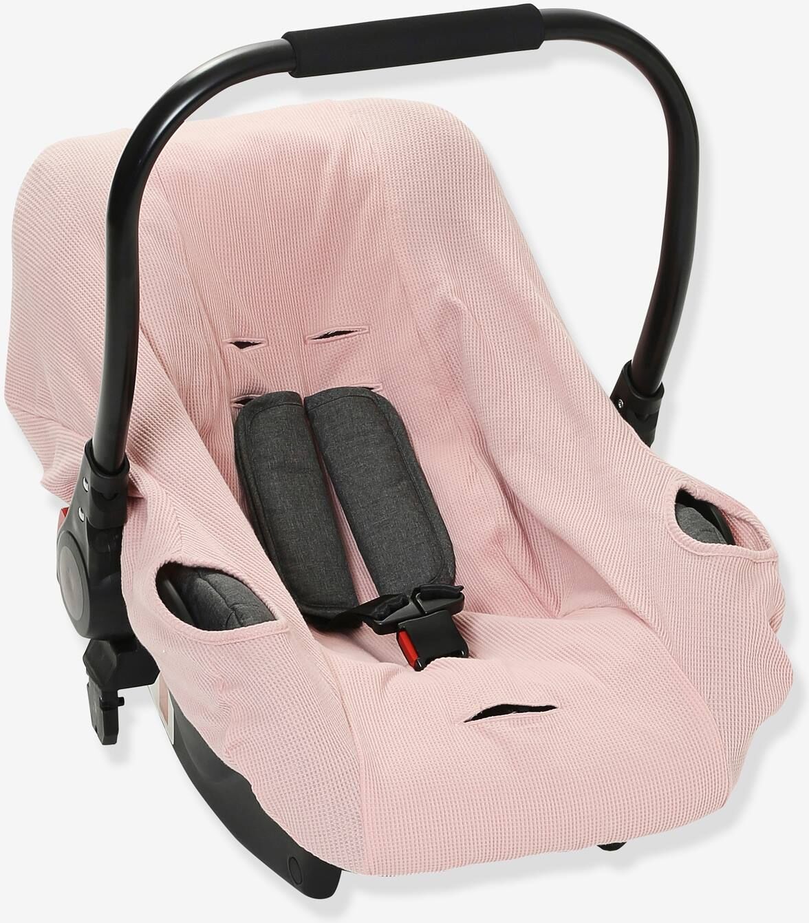 VERTBAUDET Funda elástica para silla de coche tipo huevo 0+ rosa medio liso