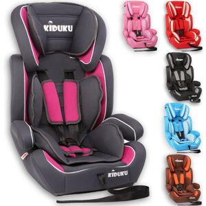 Kiduku - Siège auto pour enfants fixation universelle - Norme ece R44/04, de 9 kg à 36 kg (Gris / Rose) - Publicité