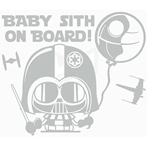 Artstickers Lot de 2 autocollants pour bébé à bord, Baby Sith Dark.Autocollant Baby on Board. Autocollants Calcomanies pour voiture Argenté 16 x 14 cm - Publicité