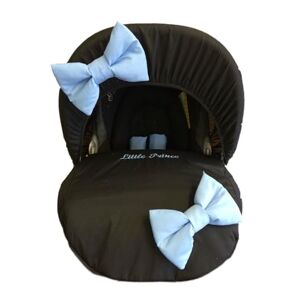 Small World Baby Shop personnalisé Noir avec nœud papillon bleu Housse de siège auto pour bébé - Publicité