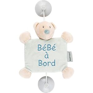 Nattou Signalétique "Bébé à Bord" avec Ventouse l'Ours Jules, en Polyester, env. 31 cm, Roméo, Jules et Sally, Bleu clair - Publicité