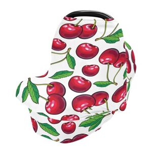 Mnsruu Sketch Cherry Berries Couverture d'allaitement Écharpe d'allaitement Housses de siège auto pour bébés et nourrissons Extensible, doux et respirant, multi-usages, cadeau pour garçons et filles - Publicité