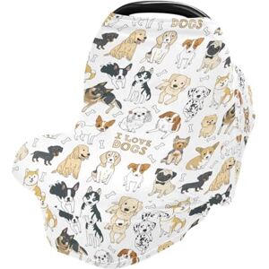 Mnsruu Doodle Dog Carlin Corgi Golden Retriever Husky Labrador Teckel Couverture d'allaitement Housse de siège de voiture pour bébés et nourrissons Extensible, douce et respirante, multi-usages, cadeau pour - Publicité