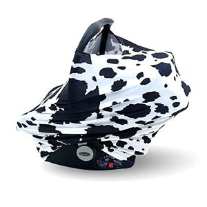 Dear Baby Gear Auvent de luxe pour siège de voiture, ajustement extensible, imprimé vache Holstein noir et blanc - Publicité