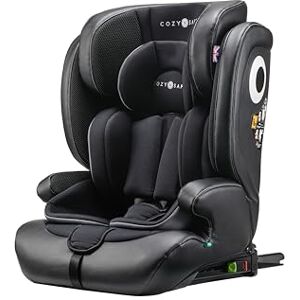 Cozy N Safe Hudson I-size EST-238 Siège auto pour enfants de 15 mois à 12 ans 76-150 cm/9-36kg installé par harnais 5 points et ISOFIX et plateau en cuir Noir PU rembourrage doux - Publicité