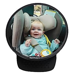 EZIMOOV – Miroir Voiture rond Bébé Siège arrière – Rétroviseur Siège-auto Dos à la Route Voir Votre Enfant en Toute Sécurité – matière rpet et Emballage Recyclé – Vue Large et Net - Publicité