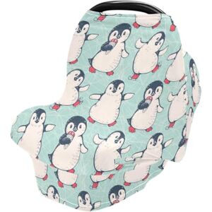 Mnsruu Couverture d'allaitement motif pingouins mignons, écharpe d'allaitement, housse de siège de voiture pour bébés, nourrissons, extensible, douce, respirante, multi-usages, cadeau pour garçons et filles - Publicité