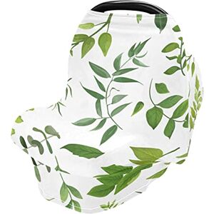 Mnsruu Housse de siège auto pour bébé Tissu doux et extensible Couverture d'allaitement Multi-usage Feuilles vertes et fleurs - Publicité