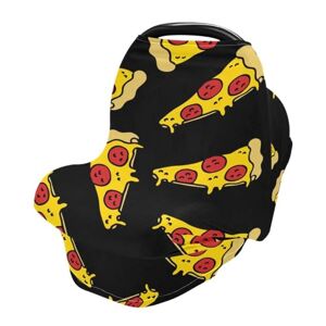 Mnsruu Couverture d'allaitement au fromage pizza Housse de siège de voiture pour bébés et nourrissons Extensible, douce et respirante Multi-usage Cadeau pour garçons et filles - Publicité