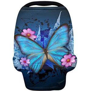 SCRAWLGOD Housse de siège auto pour bébé Motif papillon bleu Pour allaiter Pour garçons et filles - Publicité