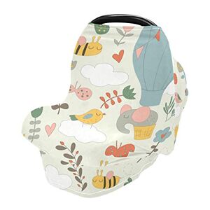 Mnsruu Housse d'allaitement Motif animal coloré Housse de siège de voiture pour bébés, bébés, poussette, auvent de siège auto pour garçons et filles - Publicité