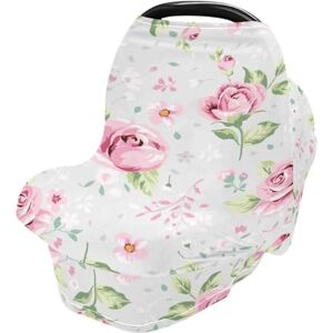 Mnsruu Écharpe d'allaitement vintage à fleurs pour bébé, housse de siège de voiture pour bébés, nourrissons, extensible, douce, respirante, multi-usages, cadeau pour garçons et filles - Publicité