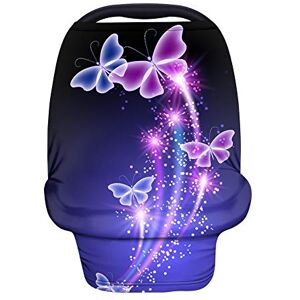 Binienty Housse de siège de voiture en tissu durable pour bébés garçons et filles, tissu extensible pour siège auto, imprimé papillon violet brillant, cadeau de fête prénatale - Publicité