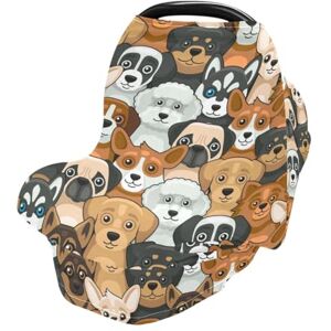 Mnsruu Couverture d'allaitement pour bébé Motif animal mignon Couverture d'allaitement Couverture de siège de voiture pour bébés Extensible, douce et respirante Multi-usage Cadeau pour garçons et - Publicité