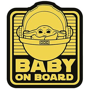 Bearn Autocollant baby on board baby yoda jaune et noir sticker logo 849 Taille : 8 cm - Publicité