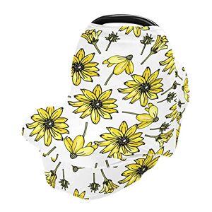 Mnsruu Housse de siège auto pour bébé Tissu doux et extensible Couverture d'allaitement Multi-usage Fleurs et bourgeons de fleurs jaunes - Publicité