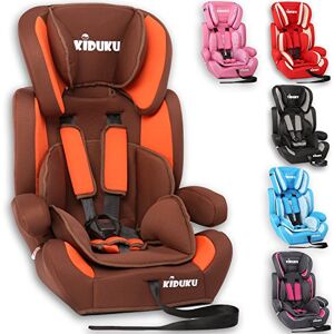 KIDUKU ® Siège auto pour enfants, évoluant avec la croissance, Norme ECE R44/04, 6 couleurs disponibles, de 9 kg à 36 kg (de 1 à 12 ans), Groupe 1 + 2 + 3 (Marron/Orange) - Publicité