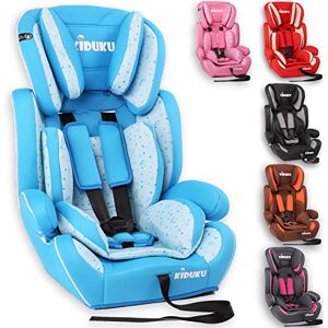 KIDUKU ® Siège auto pour enfants, évoluant avec la croissance, Norme ECE R44/04, 6 couleurs disponibles, de 9 kg à 36 kg (de 1 à 12 ans), Groupe 1 + 2 + 3 (Bleu clair/Blanc) - Publicité