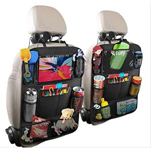 Grantien Organisateurs de Voiture Universal Car Back Seat Organizer Housse de siège arrière étanche Kids Kick Mats Car Van Seat Back Protectors with Tablet Holder Family Trip Accessoires 2pack - Publicité