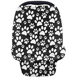 Wanyint Housse de siège auto pour bébé Motif pattes de chiot Noir et blanc Extensible Couverture d'allaitement Écharpe d'allaitement pour les nouvelles mamans - Publicité