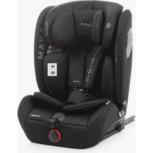 babyauto by0230312000 seggiolino auto 9-36 kg isofix / 15m - 12 anni / 76-150 cm / gruppo 1-2-3 reclinabile colore nero - maka i-size