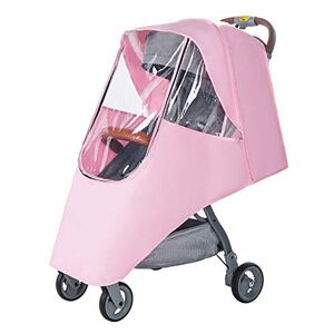 RESOYE Stroller Rain Cover, Pink Universal Stroller Weather Shield with Clear Window Rainproof and Windproof Shopping Cart Covers for Boys Girls Car