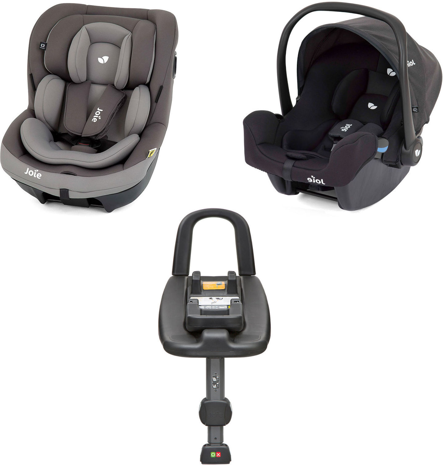 Joie i-Snug Group 0+ and i-Venture Group 1 Car Seat with i-Base Bundle - Dark Pewter / Coal