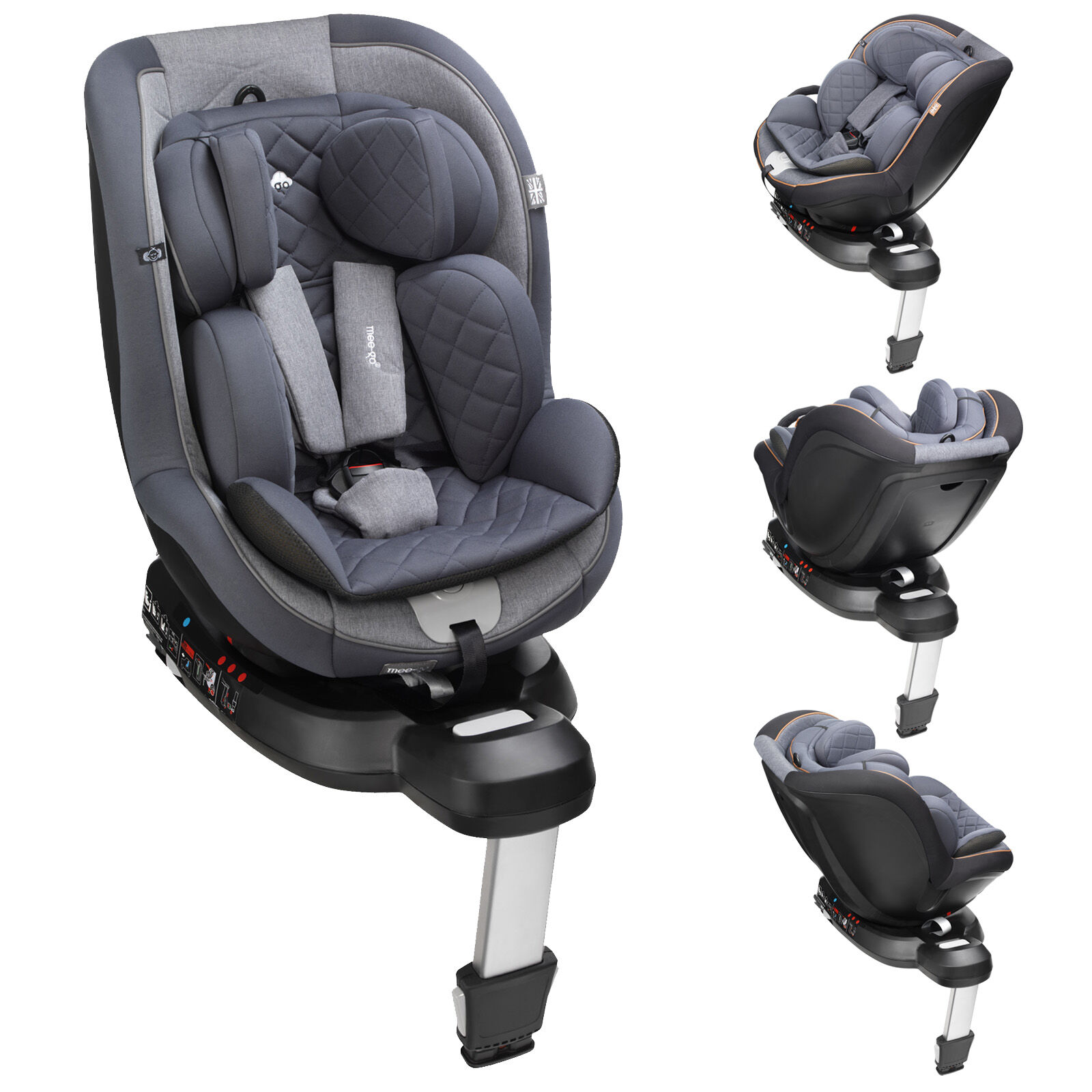 Mee-Go Swirl i-Size Group 0+/1 360 Spin Car Seat - Pebble Grey