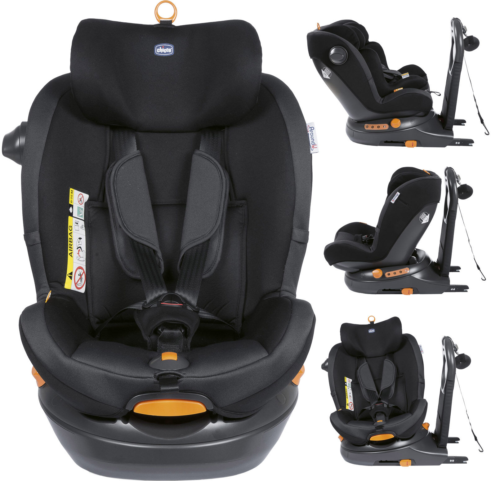 Chicco Around U Group 0+/1 i-Size 360 Spin ISOFIX Baby Car Seat - Jet Black