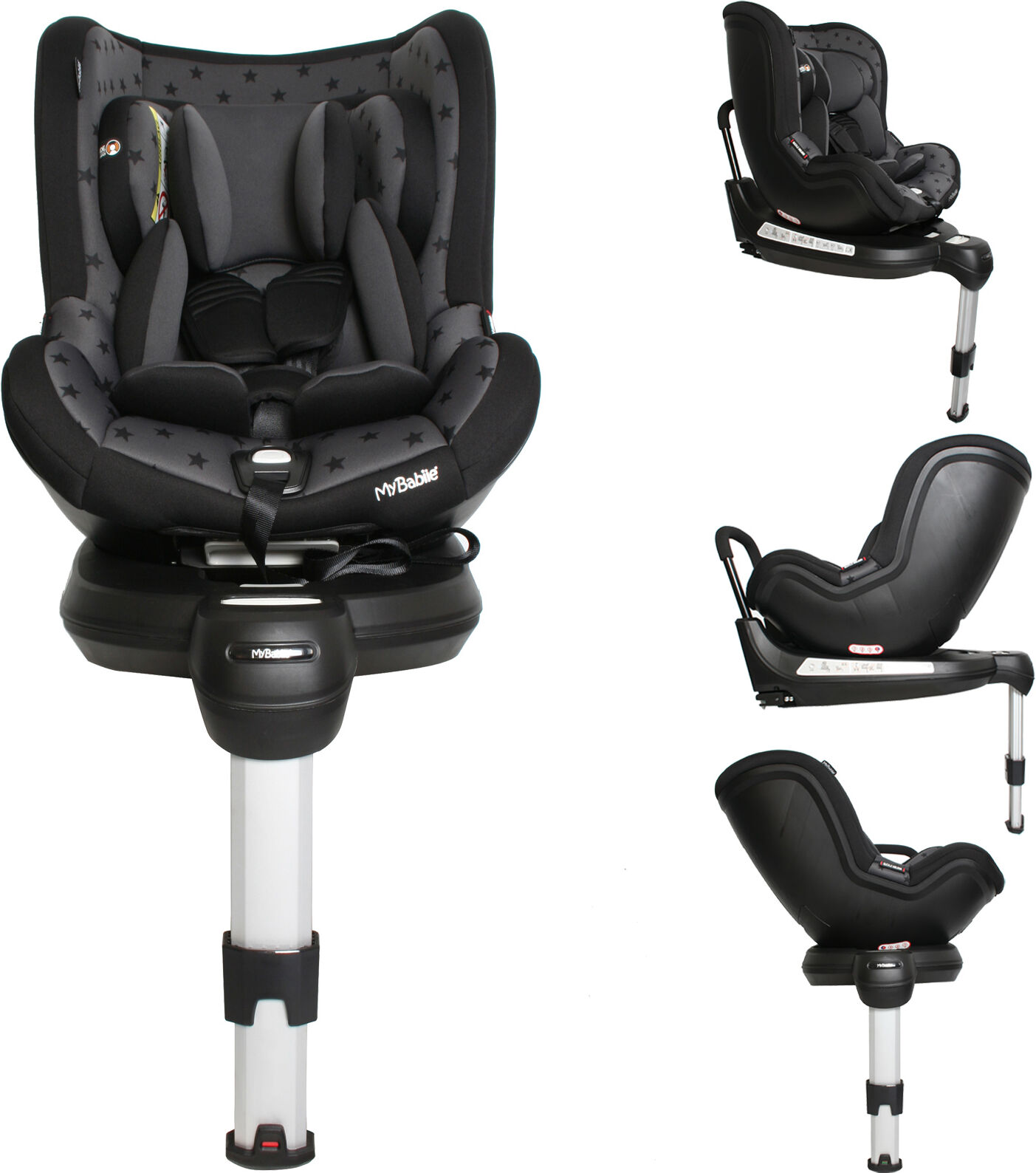 My Babiie Orbit Group 0+/1 Spin 360 ISOFIX Car Seat - Grey & Black Stars