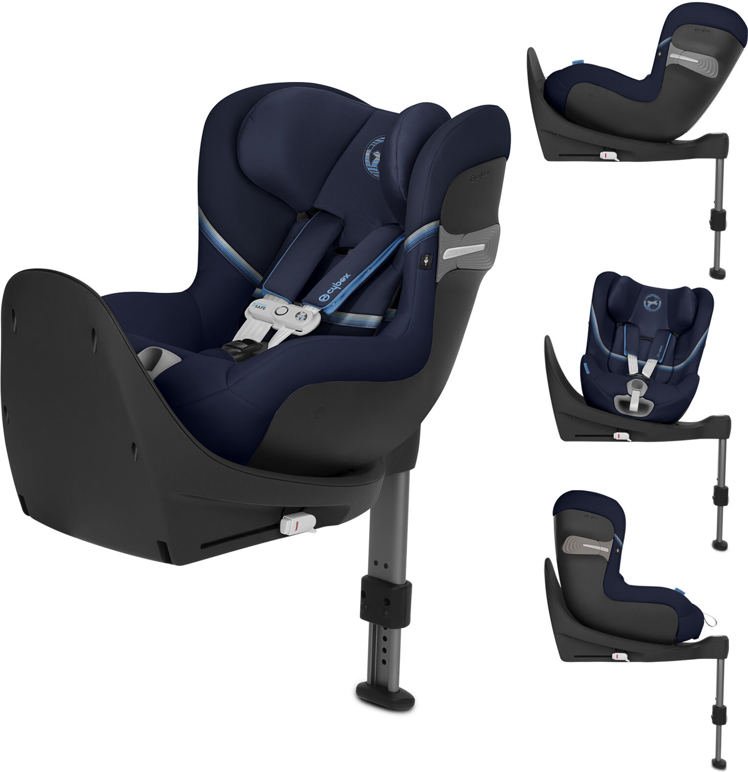 Cybex Sirona S i-Size 360 Spin ISOFIX Car Seat (inc Base) With Sensorsafe - Navy Blue