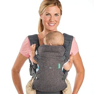 200-183 Infantino Flip Advanced 4-in-1 Grey Carrier - Ergonomic, convertible, face-in and face-out front and back carry for newborns and older babies 8-32 lbs / 3.6-14.5 kg