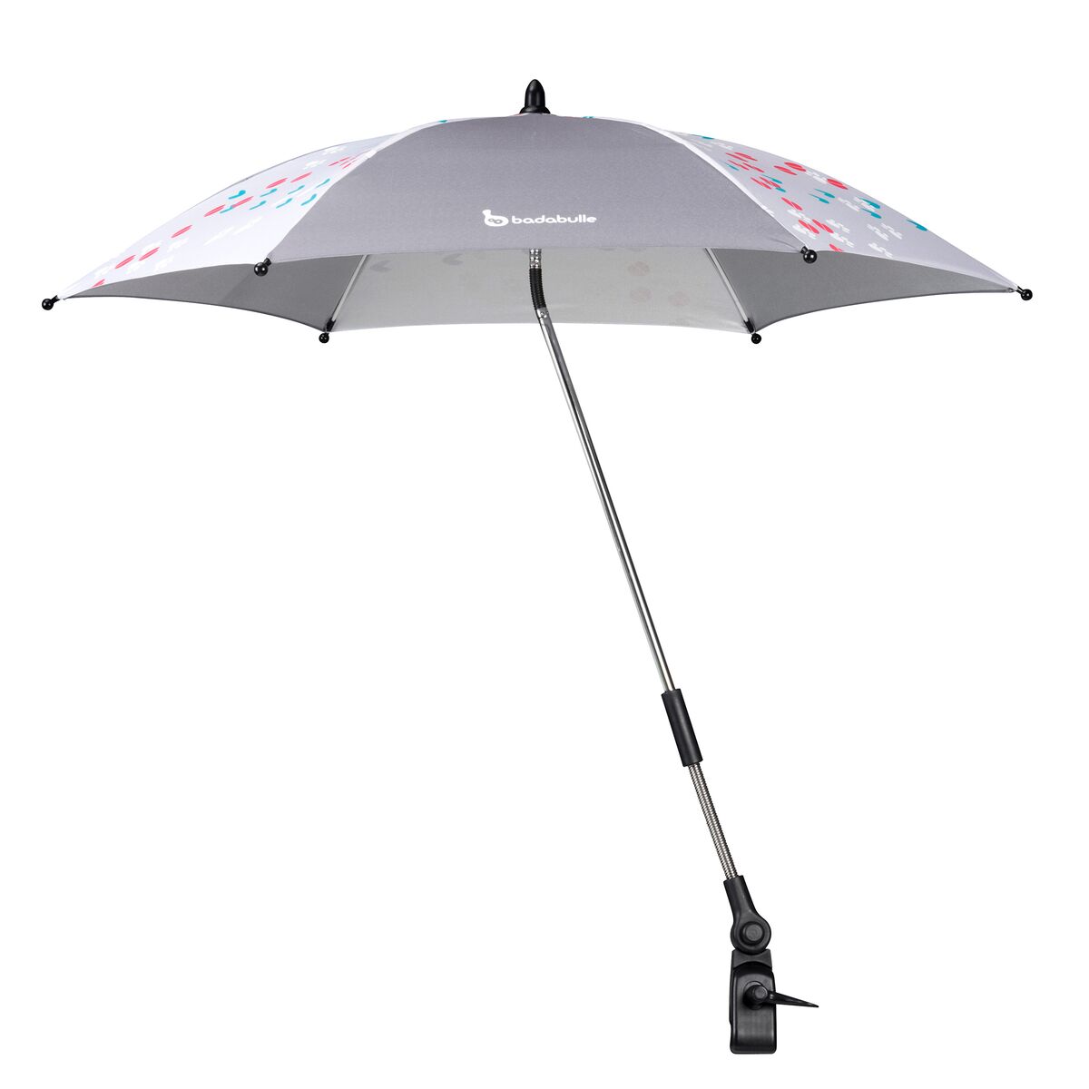 BADABULLE Sonnenschirm für Kinderwagen mit UV-Schutz grau GRAU