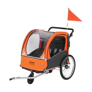 VEVOR Fahrradanhänger, Kinderfahrradanhänger Doppelsitz, 45 kg Tragkraft, 2-in-1- Kinder Anhänger Buggy, umbaubar in Kinderwagen, faltbarer Kinderfahrradanhänger zum Ziehen von Fahrradkupplung