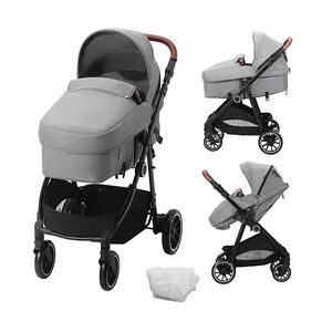 VEVOR Standard-Kinderwagen, mit Babywanne, verstellbarer Rückenlehne im 3. Gang und klappbarem und umkehrbarem Sitz, Kinderwagen für Neugeborene aus Karbonstahl mit Beinabdeckung und Netz, Dunkelgrau