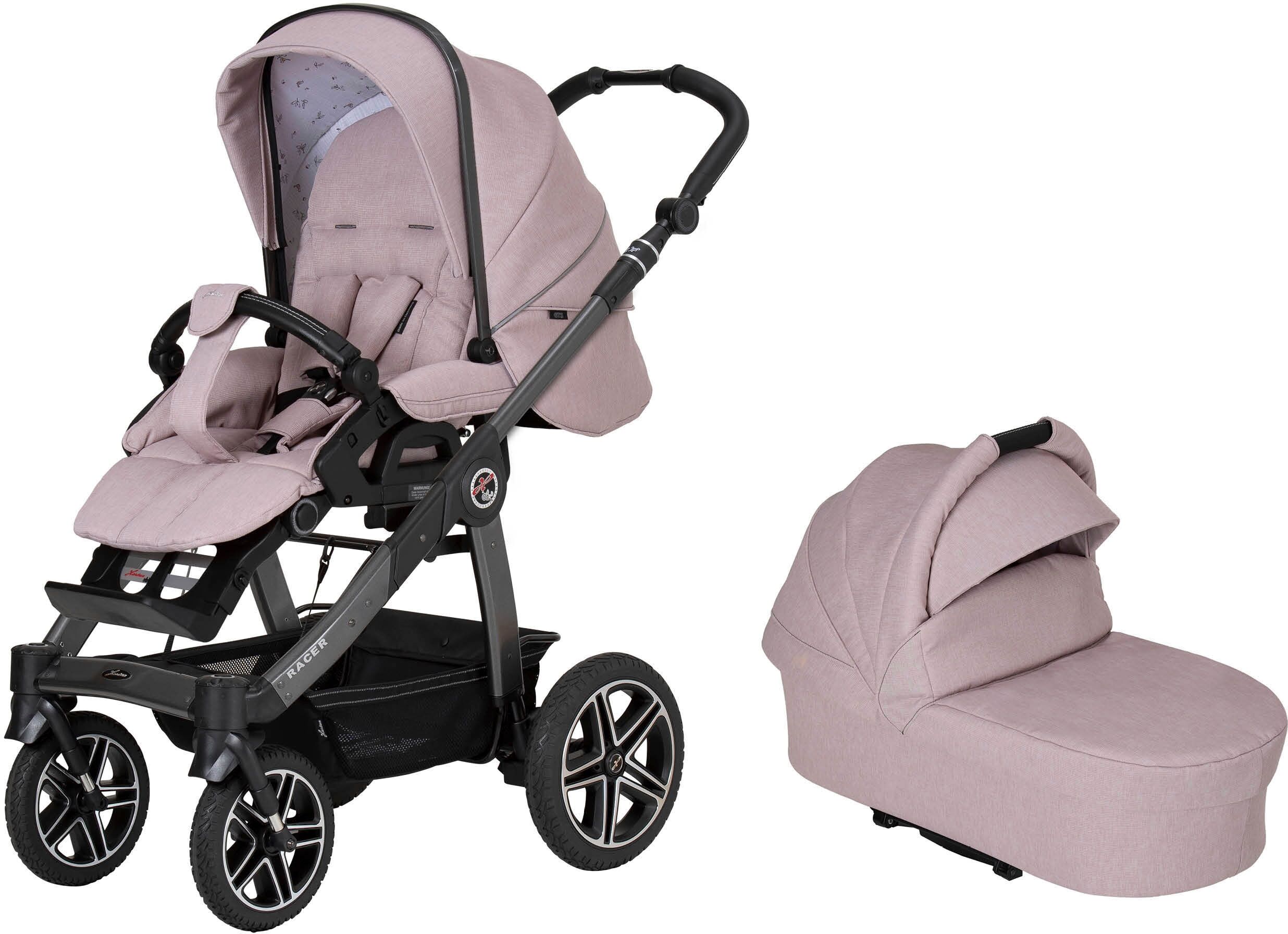 Kombi-Kinderwagen HARTAN "Racer GTS - Casual Collection" rosa (rosy birds) Baby Kinderwagen Kombikinderwagen mit Falttasche Trend; Made in Germany