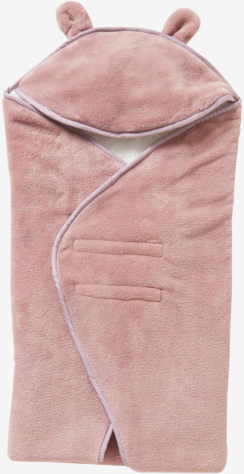 Vertbaudet Einschlagdecke für Babyschale, Mikrofaser/Fleece weiß/rosa von vertbaudet