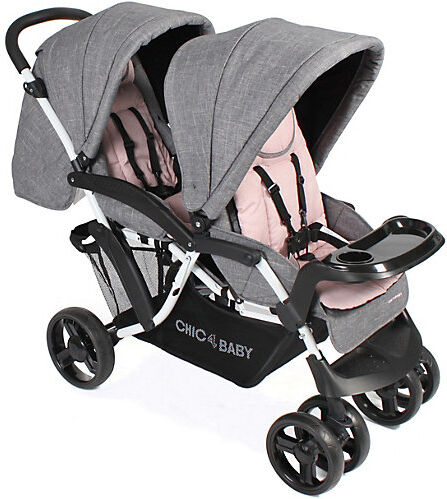 Chic 4 Baby Zwillings- & Geschwisterwagen Doppio, grau/rosa rosa/grau