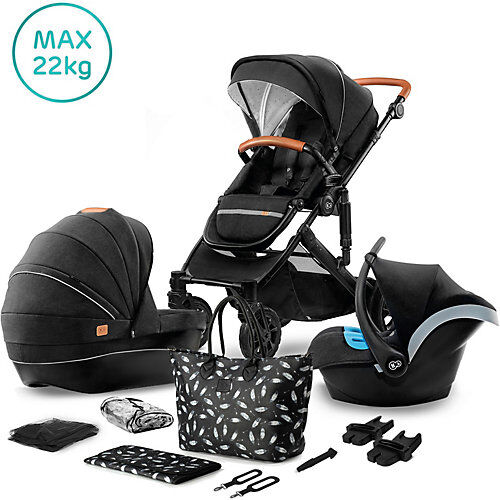 Kinderkraft Kombi Kinderwagen Prime 2020, 3in1, inkl. Mommy Bag, schwarz