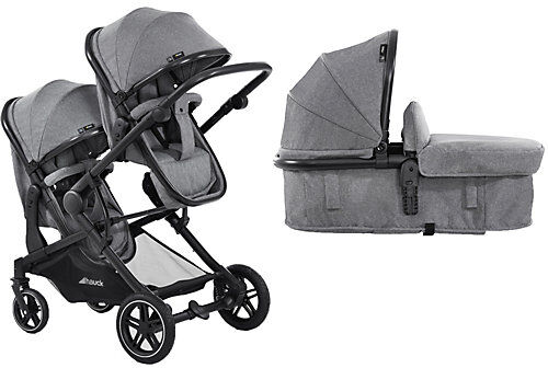 Hauck Geschwisterwagen Atlantic Twin, Melange Grey grau