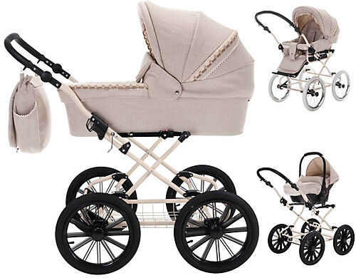 Friedrich Hugo Natureline Uni   3 in 1 Kombi Kinderwagen Komplettset   Öko Nostalgie Kinderwagen Kombikinderwagen beige