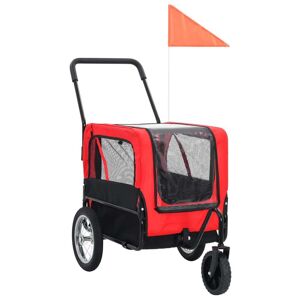 vidaXL 2-i-1 cykelanhænger og joggingklapvogn til kæledyr rød og sort