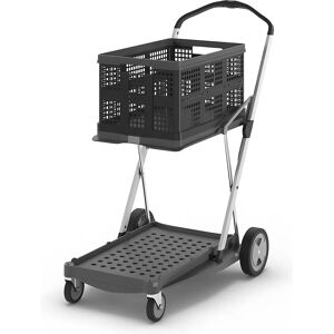 kaiserkraft Carrito plegable CLAX, con caja plegable de 46 l, Grey Edition