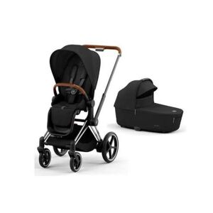 Cochecito PRIAM CYBEX Dúo Chasis plata Capazo y Silla Black