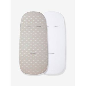 Pack de 2 fundas de protección universales VERTBAUDET para colchón de capazo gris/nube + blanco